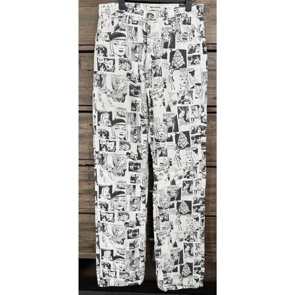Reformation Pants - Reformation Jeans Women's 26 High Rise Straight Long Comic Newsprint Pants